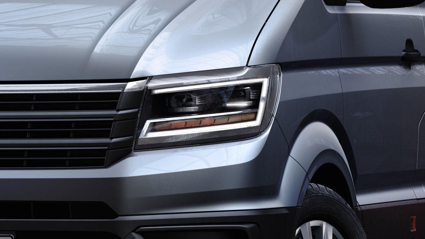Faróis vistos de perto da Volkswagen Crafter