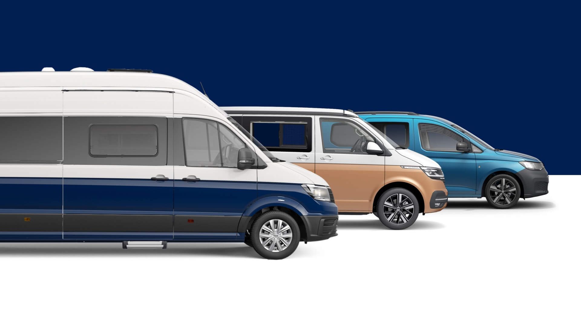 As autocaravanas VW California lado a lado.