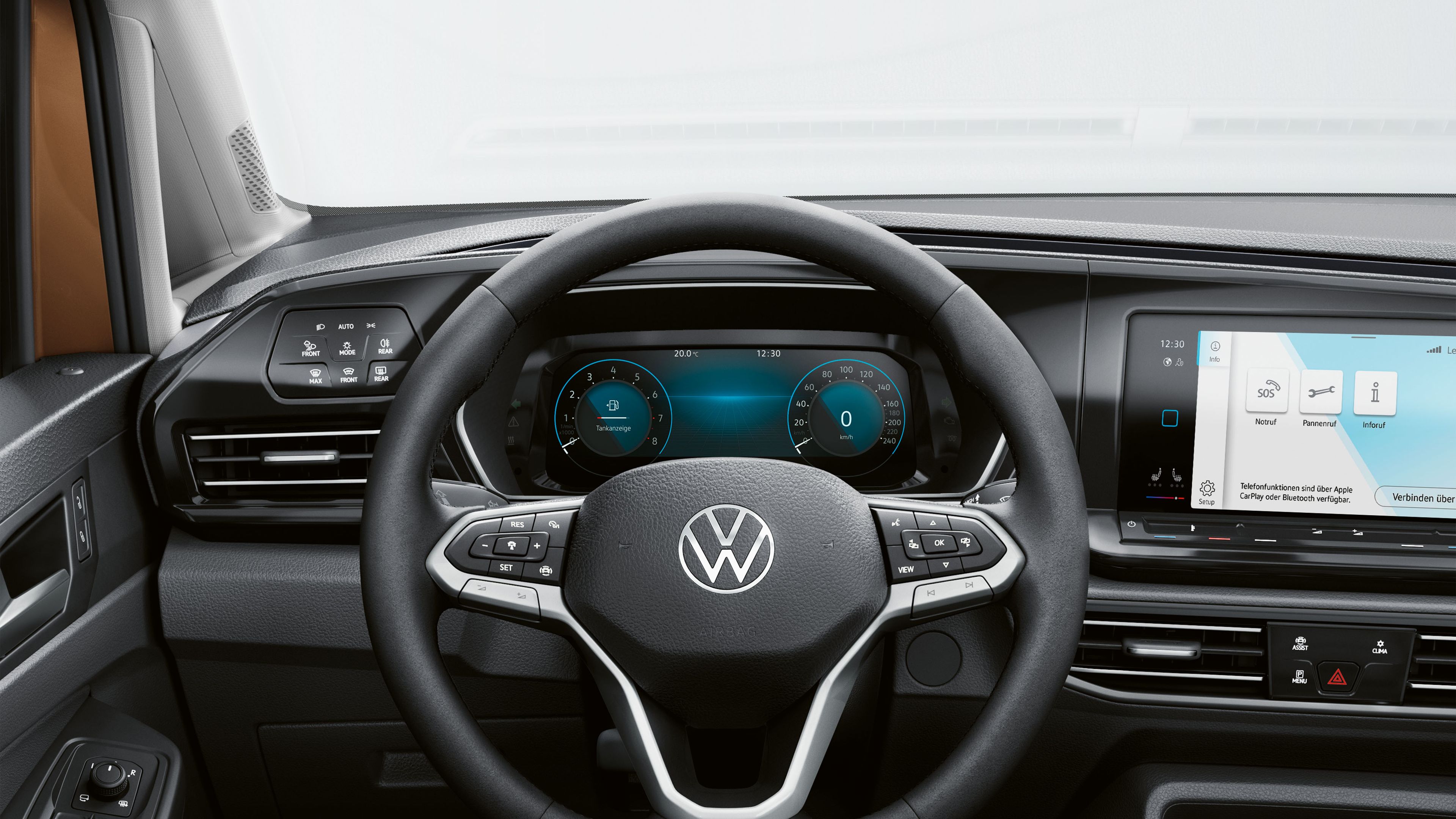 O Volante multifunções do VW Caddy.