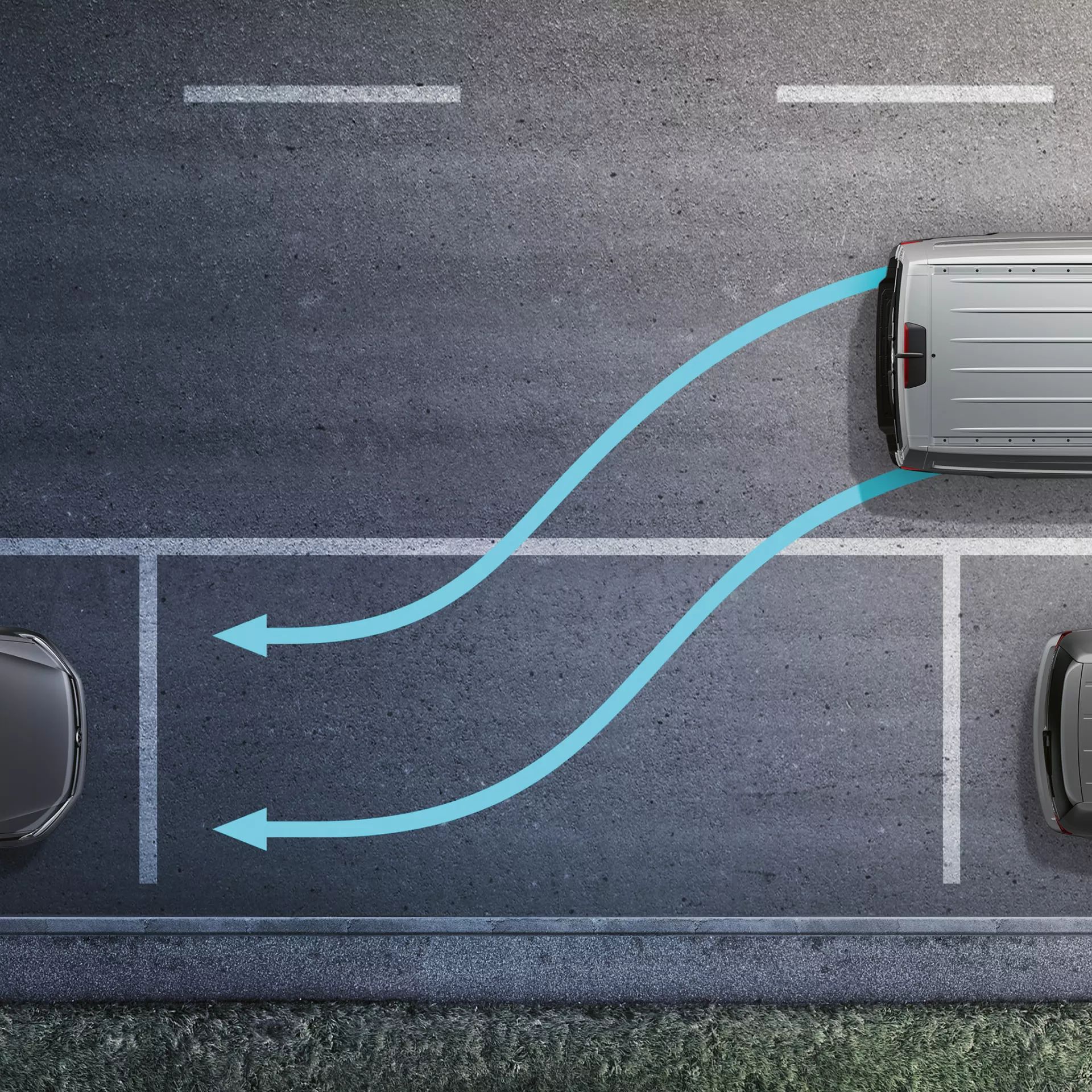 Ilustração do assistente de estacionamento VW.
