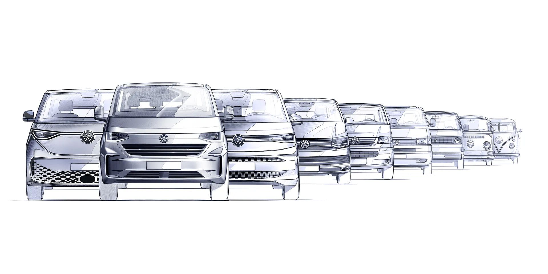 Uma ilustração da família VW "Pão de forma".