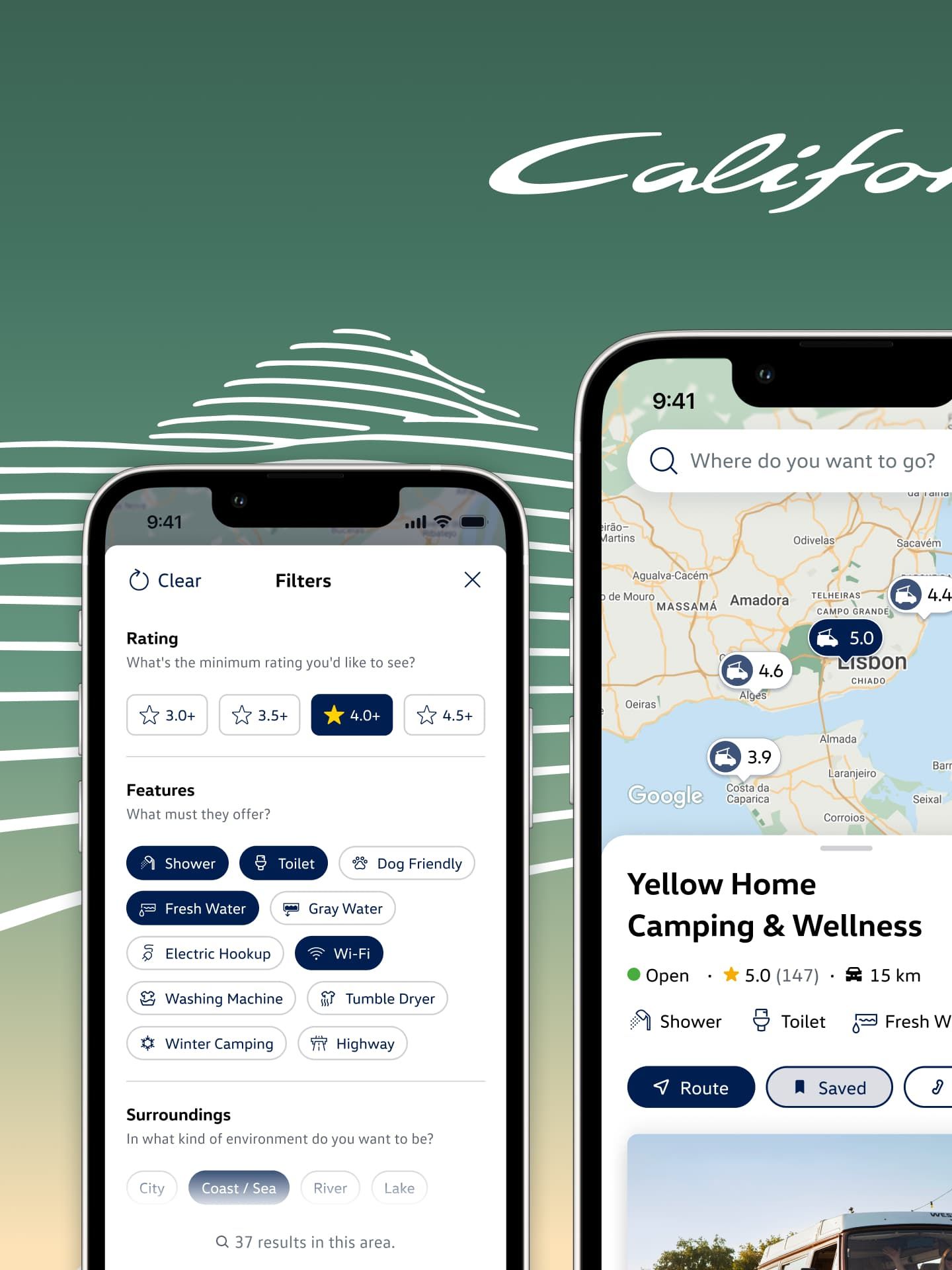 Uma captura de ecrã da California App