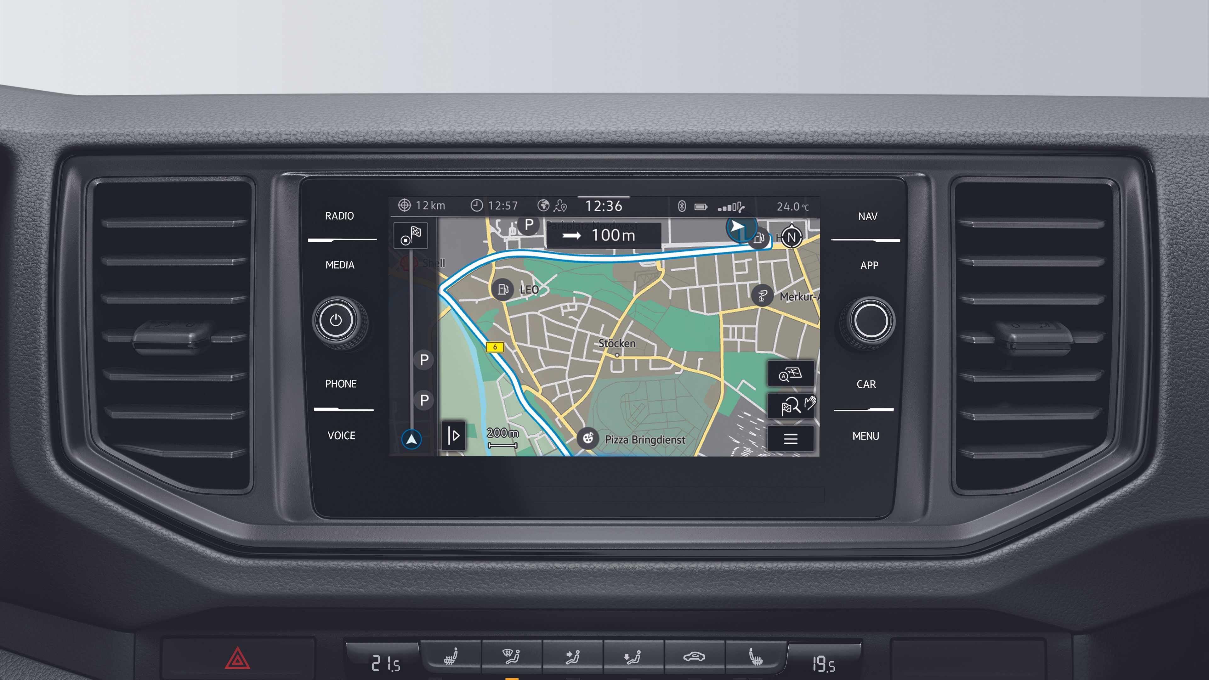 Sistema de navegação Volkswagen "Discover Media" vista próxima