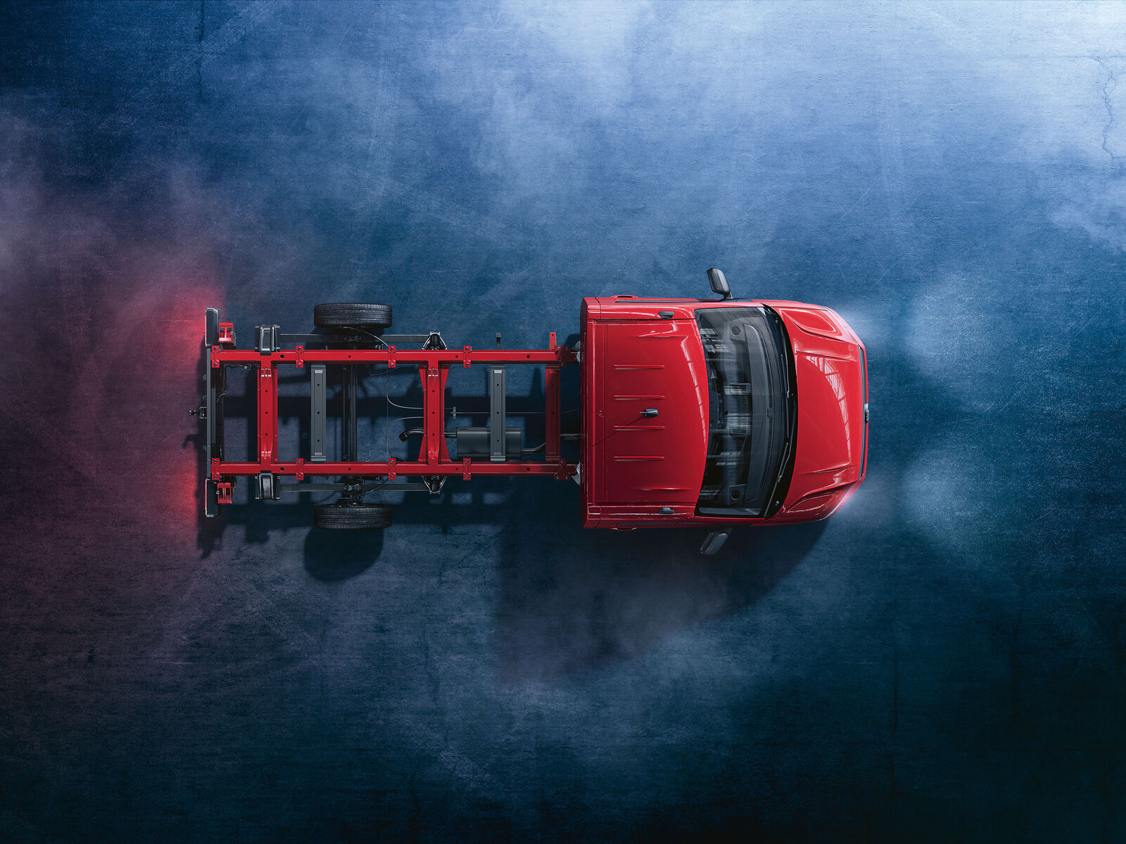 Uma Crafter Chassis vermelha vista de cima.