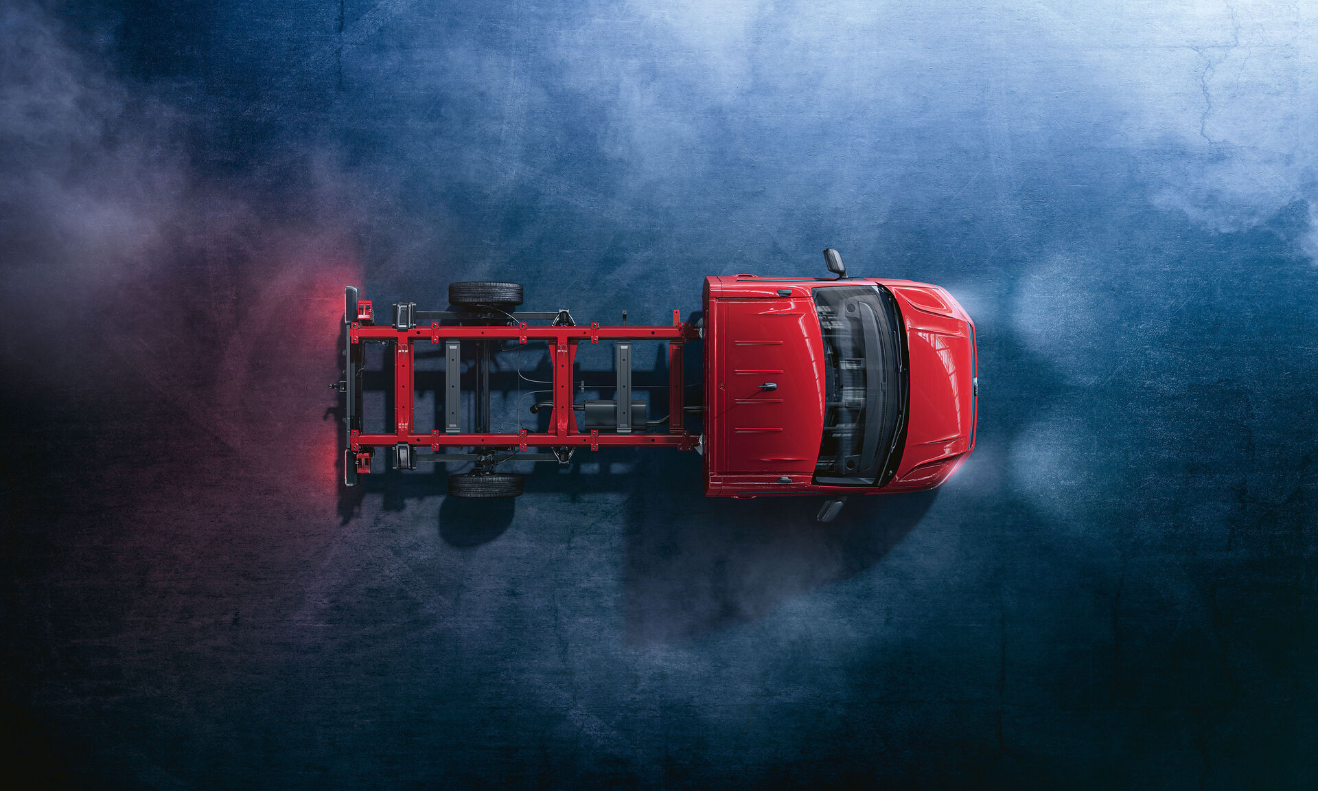 Uma Crafter Chassis vermelha vista de cima.