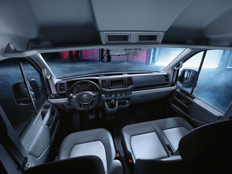 Uma visão da cabine do condutor da carrinha Crafter Chassis da Volkswagen Veículos Comerciais
