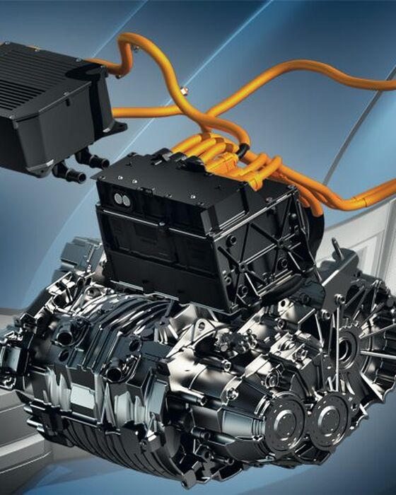 Uma ilustração do motor elétrico da carrinha Volkswagen e-Crafter.