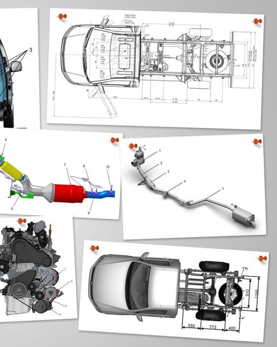 Esboços e ilustrações de chassis de Crafter VW