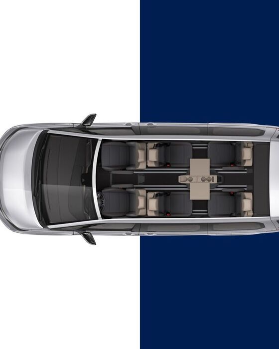 A nova VW Multivan com 6 lugares virados frente a frente 