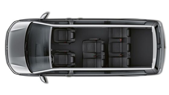 Opção de bancos da carrinha VW Caravelle 6.1 vista de cima